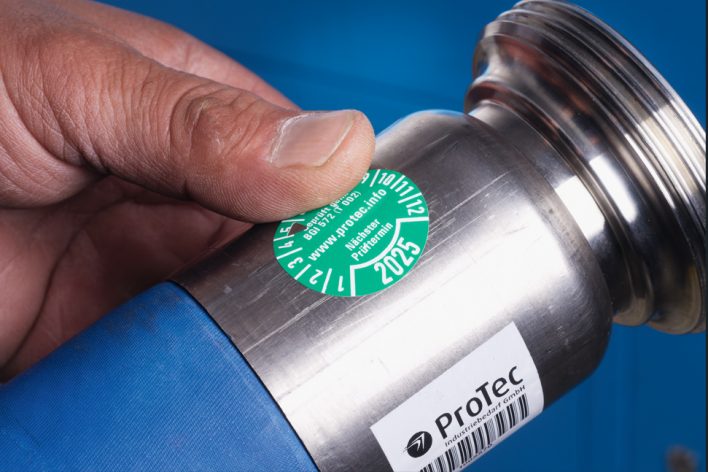 Lebensmittelschlauch mit Prüfetikett